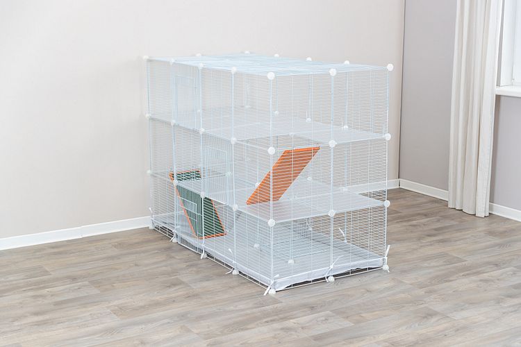 TRIXIE Indoor Freilaufgehege, Metall/Kunststoff, 140 × 35 × 70 cm, weiß