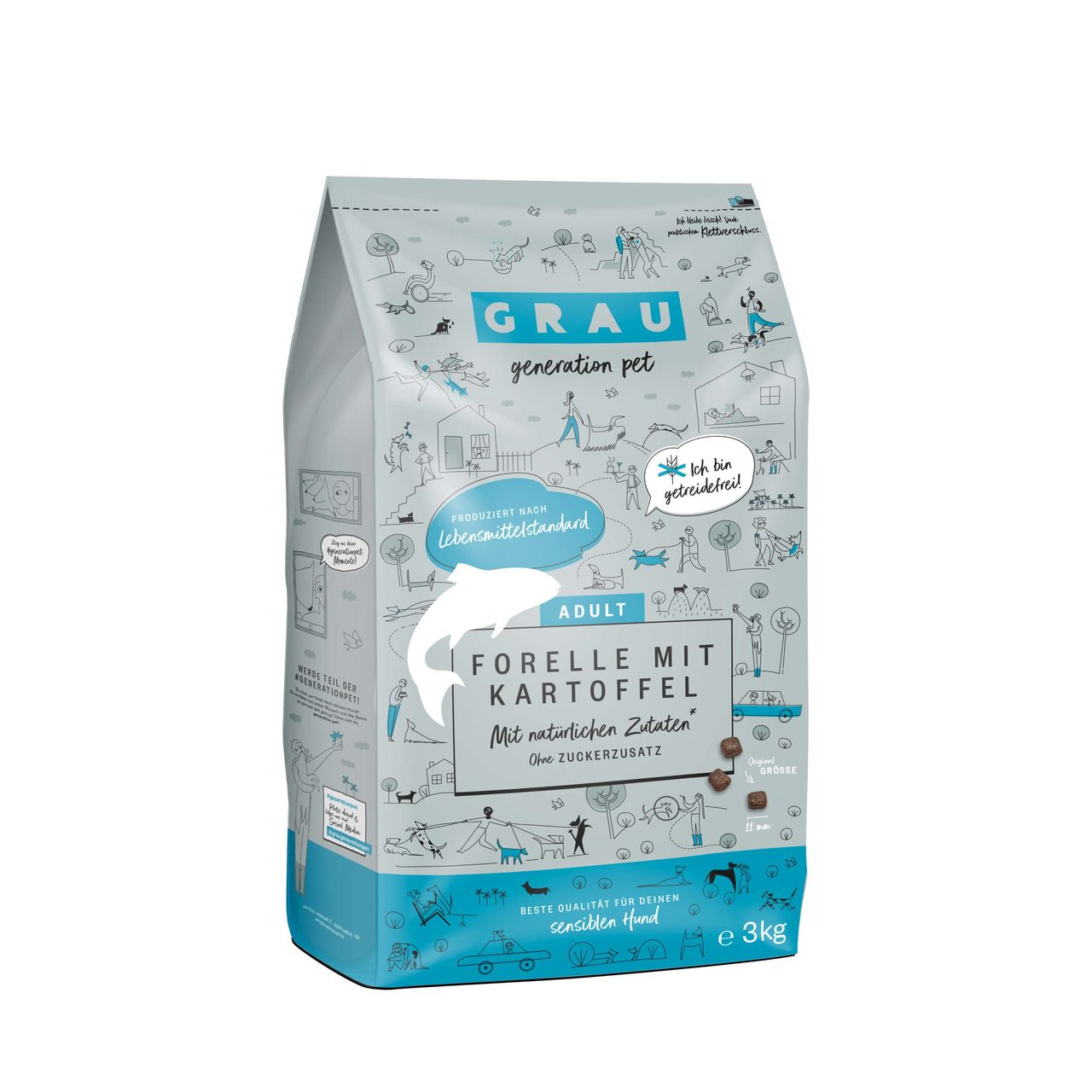 grau Forelle + Kartoffel Hund Hundetrockenfutter