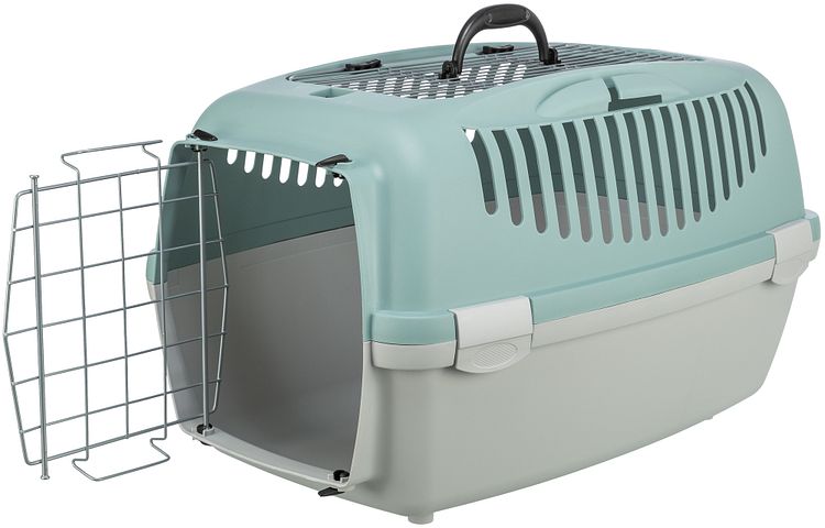 TRIXIE Transportbox Capri 3 Open Top, S: 40 × 38 × 61 cm, hellgrau/salbei
